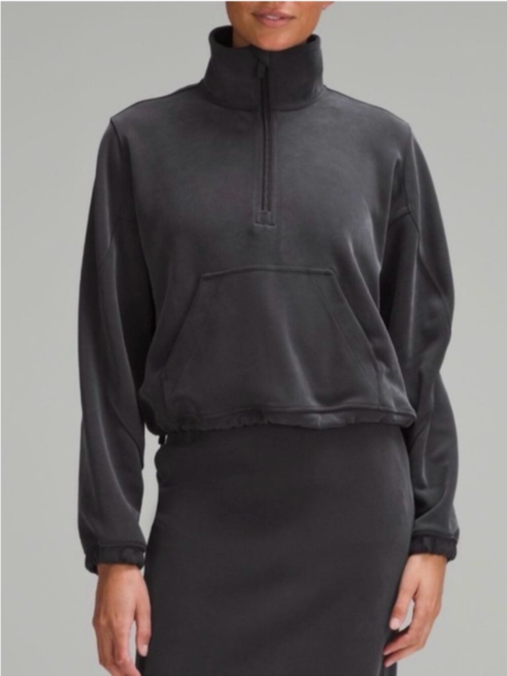 Lululemon Cropped Quarter-Zip Pullover Sweatshirt - Dark grey